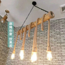 Hemp Rope Creative Bamboo Drum Pendant Lamp Retro Bar Rice number set for manual Nordic American Cafe 20 mm Rope Light