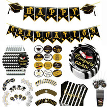 Graduation Party School Festivities Disposable Cutlery Paper Tray Cupcake Cups Cap Dessert Terrace Arrangement Decorations Photo Props