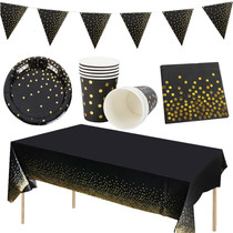 Hot Gold Black Gold Round Dot Disposable Cutlery Tray Table Cloth New Year Party Birthday Decoration Banquet Scene Arrangement
