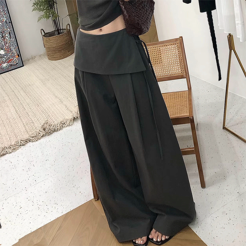 2026 Summer New Trendy Pants Charcoal Gray Wide-Leg Pants for Women Simple Basic Versatile Slimming Pants 2026 Summer New Trendy Pants Charcoal Gray Wide-Leg Pants for Women Simple Basic Versatile Slimming Pants