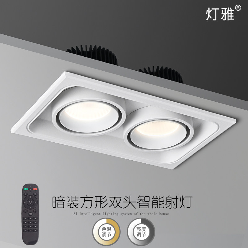 EMBEDDED LED SQUARE SPOTLIGHT CEILING LAMP DOUBLE HEAD HOME ANTI-GLARE NO MAIN LIGHT LIVING ROOM LIGHTING BUCKET LINER LAMP CYLINDER LAMP