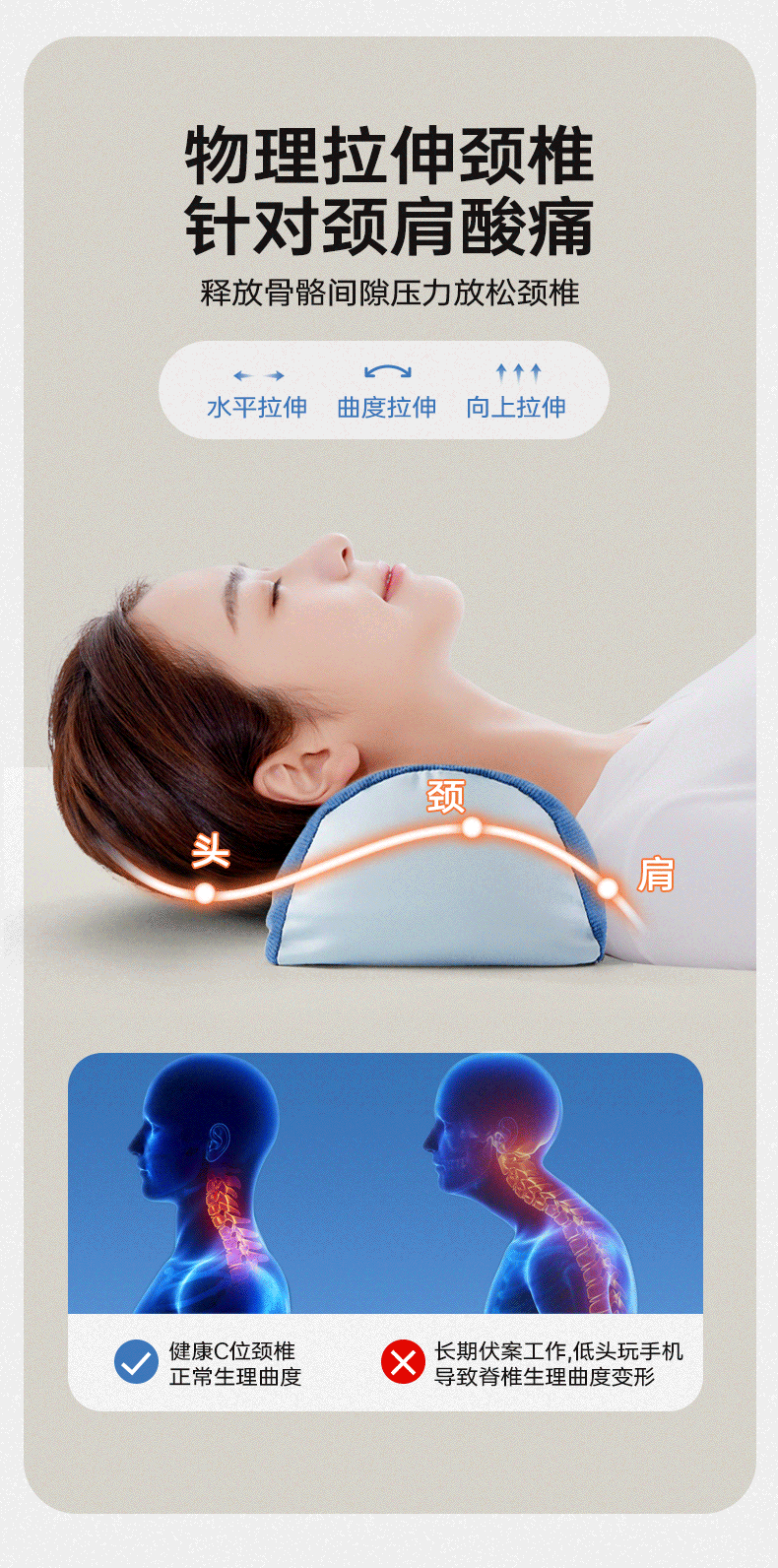 Подушка 艾草颈椎枕护颈牵引电加热艾灸热敷圆柱枕颈椎枕头睡觉专用荞麦枕 Cory