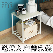 Black and White simple retro paint wrought iron bedside table bedroom rack Mediterranean iron bedside table JYCTG003