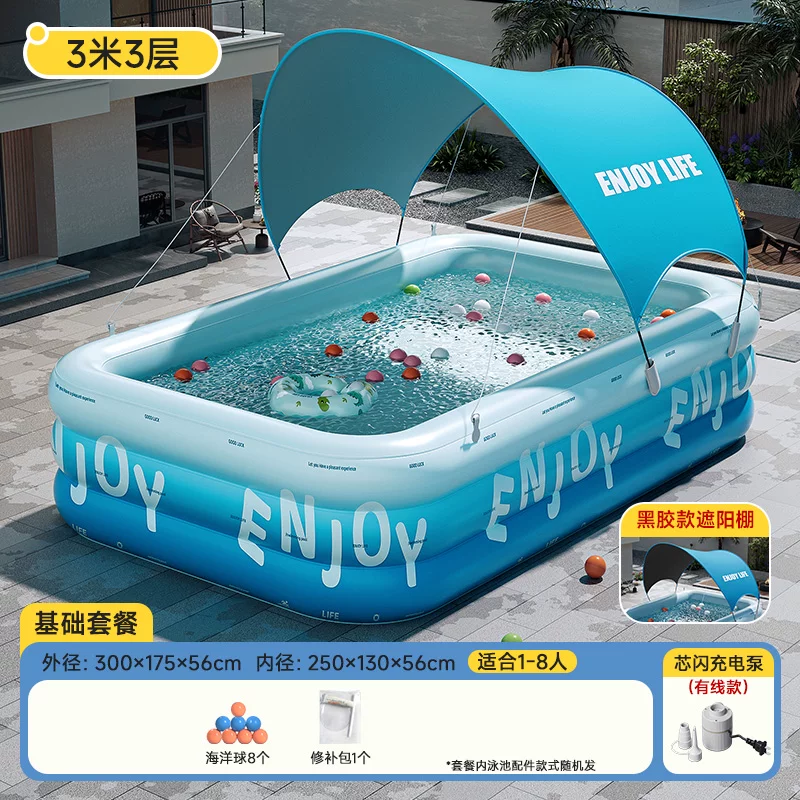 Inflatable travel swimming pool, increased thickness