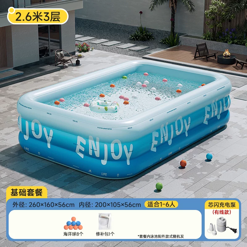 Inflatable travel swimming pool, increased thickness