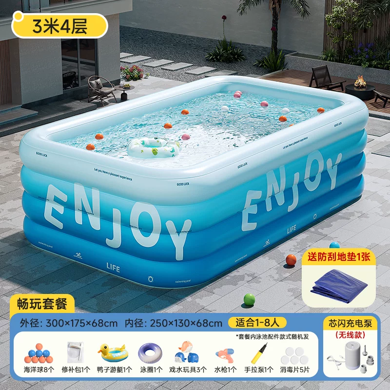 Inflatable travel swimming pool, increased thickness
