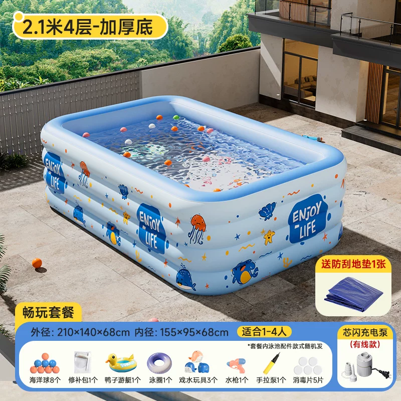 Inflatable travel swimming pool, increased thickness