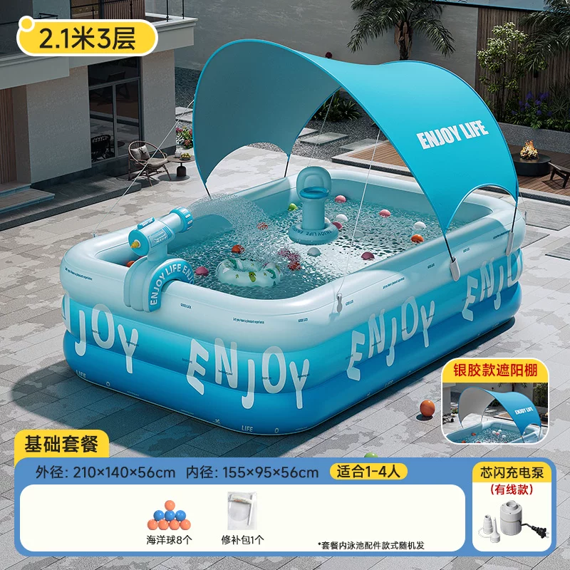 Inflatable travel swimming pool, increased thickness