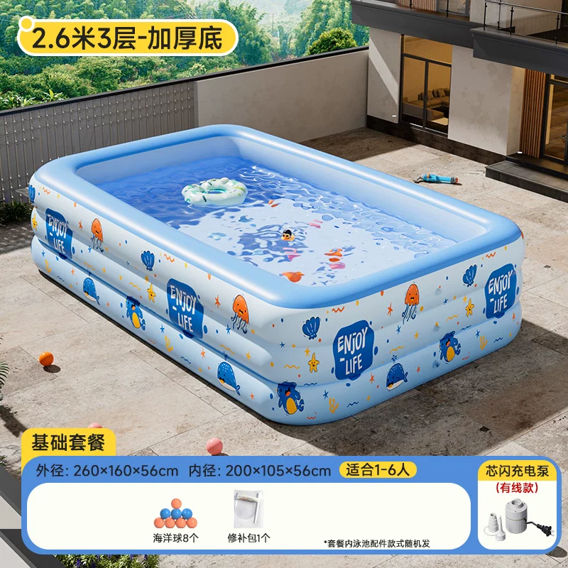 Inflatable travel swimming pool, increased thickness