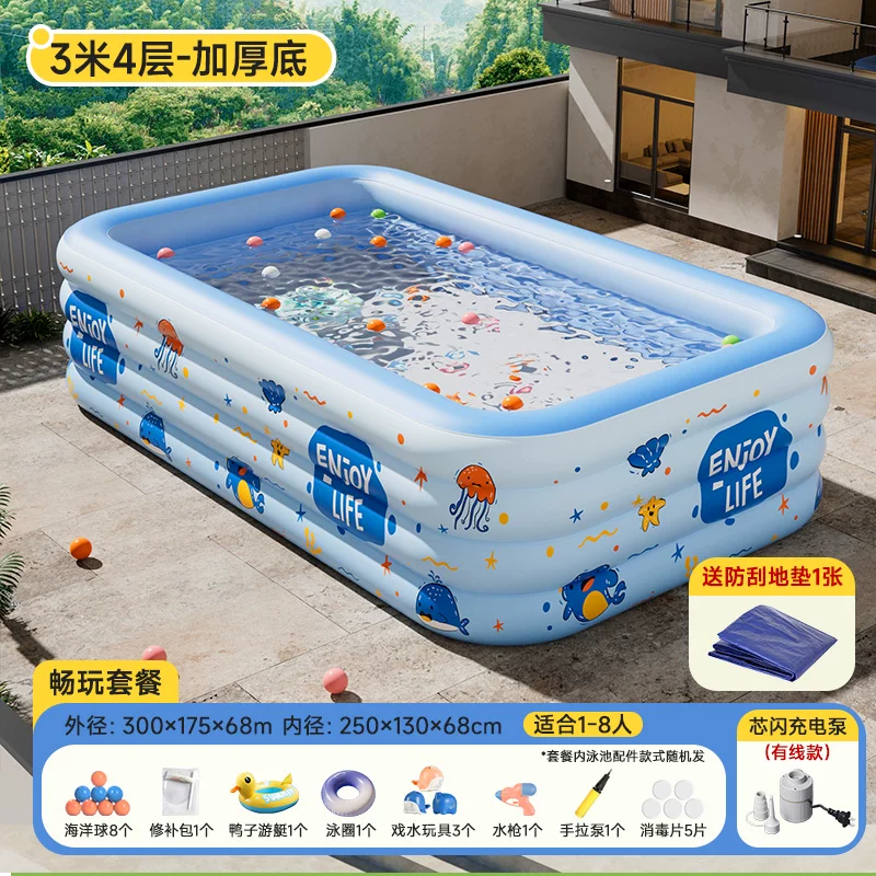 Inflatable travel swimming pool, increased thickness