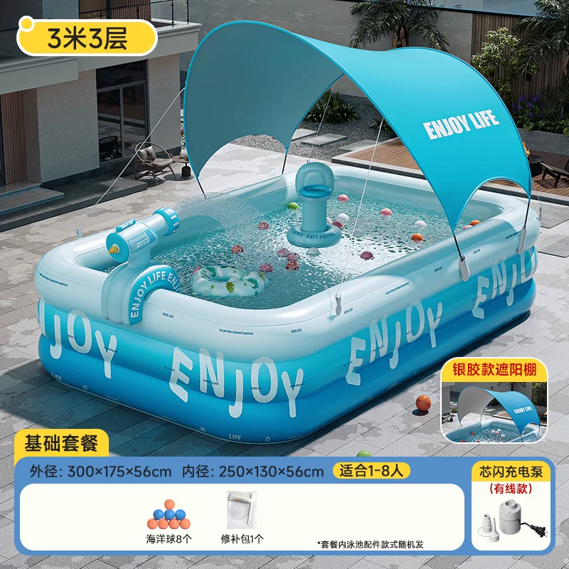 Inflatable travel swimming pool, increased thickness