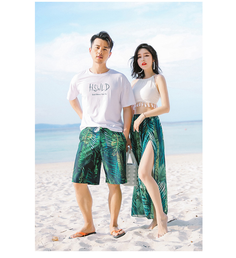 Mùa hè tươi mát bãi biển cặp vợ chồng đồ bơi Nữ chia váy đi biển Quần bơi nam năm điểm quần short bãi biển 	đồ đôi đi biển dep	