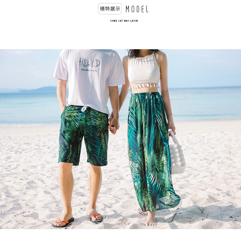 Mùa hè tươi mát bãi biển cặp vợ chồng đồ bơi Nữ chia váy đi biển Quần bơi nam năm điểm quần short bãi biển 	đồ đôi đi biển dep	