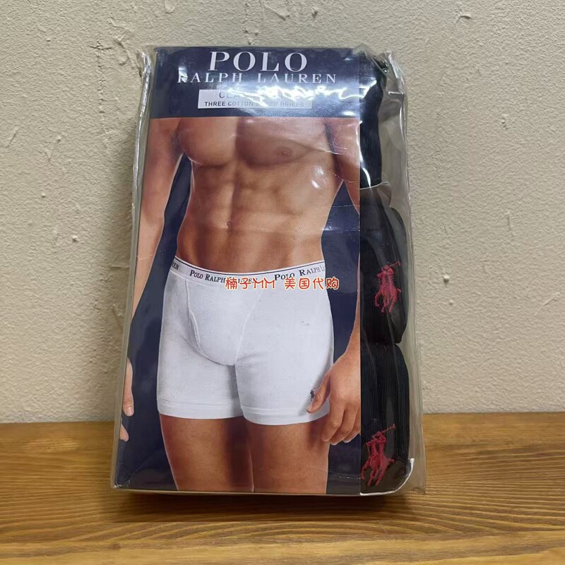 In-Stock Clearance Sale / Authentic American Polo Men's Boxer Briefs, Pure Cotton, Wide Waistband, Three-Pack