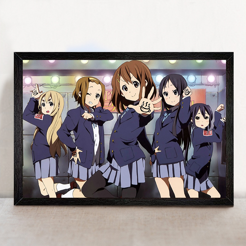 K-On! Photo Frame Display Stand Anime Framed Decorative Painting Room Wall Art No-Drill Bedroom Picture Frame Hanging Painting