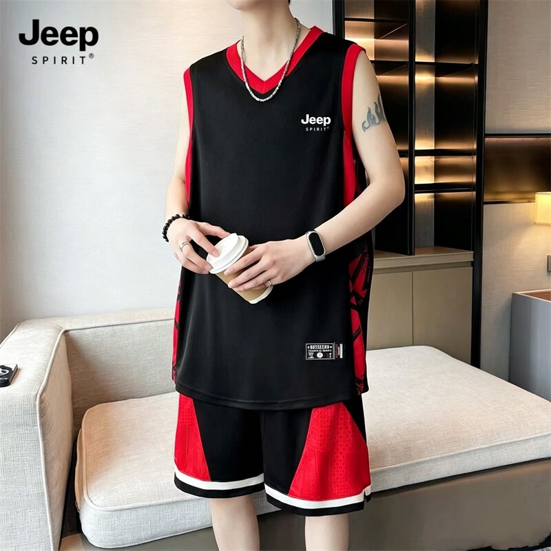Jeep Spirt Sports Jersey Men's Summer Youth Sleeveless Vest Fitness Training Quick-Drying Large Size Basketball Uniform Jeep Spirt Sports Jersey Men's Summer Youth Sleeveless Vest Fitness Training Quick-Drying Large Size Basketball Uniform