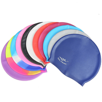Pure color silicone ear professional waterproof swimming cap adult boys and girls general long hair fashion and comfort