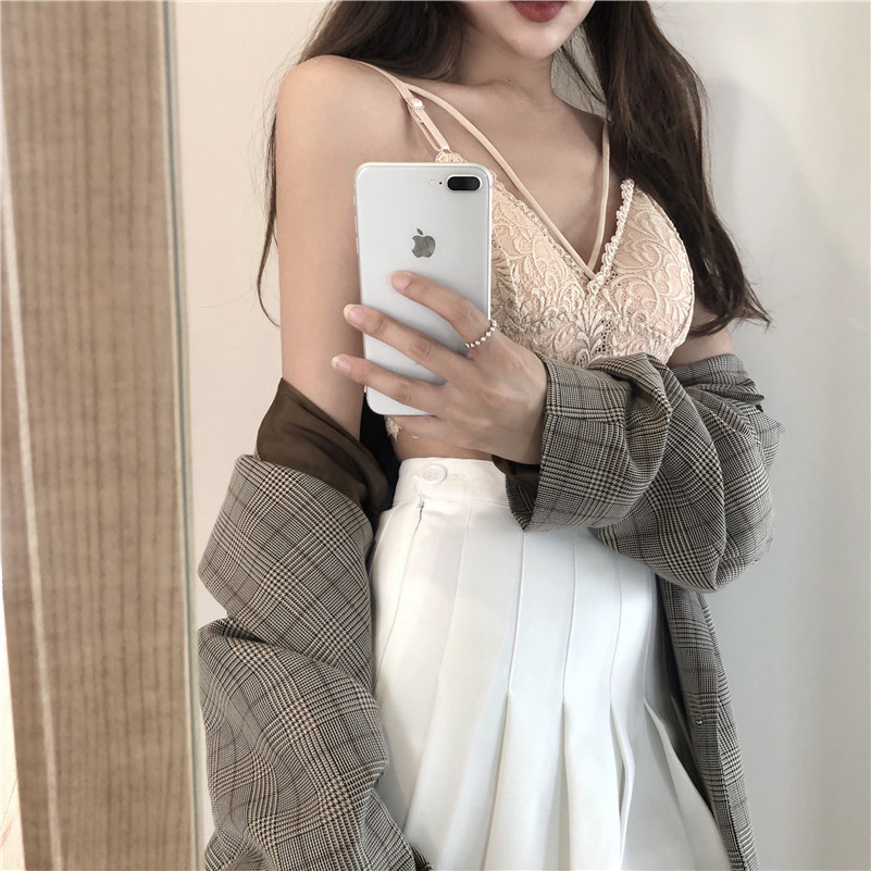 Sexy ren chéo đẹp trở lại quấn ngực đáy dây đeo vest không có vòng thép áo ngực tập hợp với ngực pad ống hàng đầu đồ lót nội y cao cấp