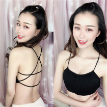 Sexy cross back wrapped chest cotton camisole vest without steel ring bra gathering with chest pad