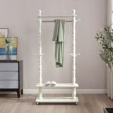 Solid wood clothes hanger floor-standing bedroom coat rack American style clothes hanger European style large clothes rack mobile living room Chinese style