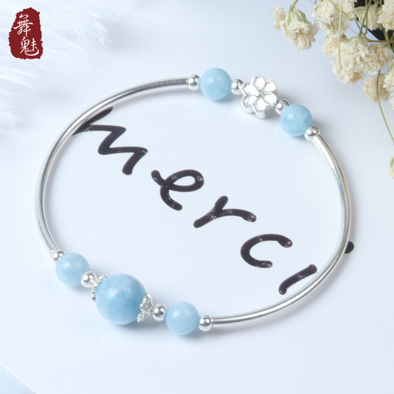 S925 silver-handed female simple fashion Korean version sweet garnet strawberry crystal bracelet Valentine's day Tanabata gift