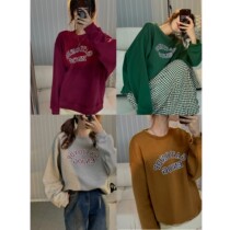 Wei Yanni Santa Rita 2021 autumn and winter new multi-color retro pullover long sleeve letter sweater womens top