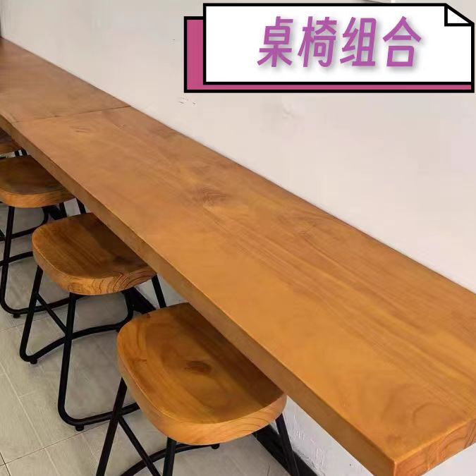 Solid Wood Wall-Mounted Dining Table Set, Bar Counter, Floating Partition, Computer Desk, Small Apartment Bay Window Extension Desk
