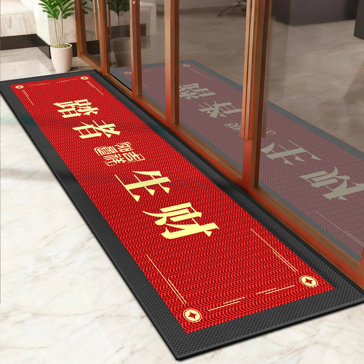 商用长条地垫门口迎宾地毯公司进门防滑脚垫店铺欢迎光临好运门垫