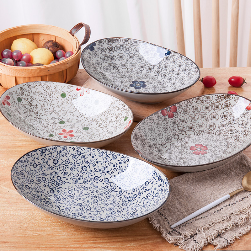Day-style and Profiled Pan Meta-pan Jingdezhen Ceramic cutlery snack tray Water fruit tray Large plate Dish Soup Dish