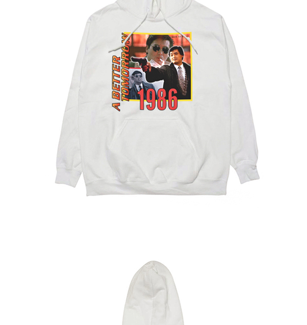 Gai ye với cùng một đoạn bạn thân thần Chow Yun-fat Wu Yusen Hong Kong phim kinh điển rap áo len nam và nữ áo hoodie xám