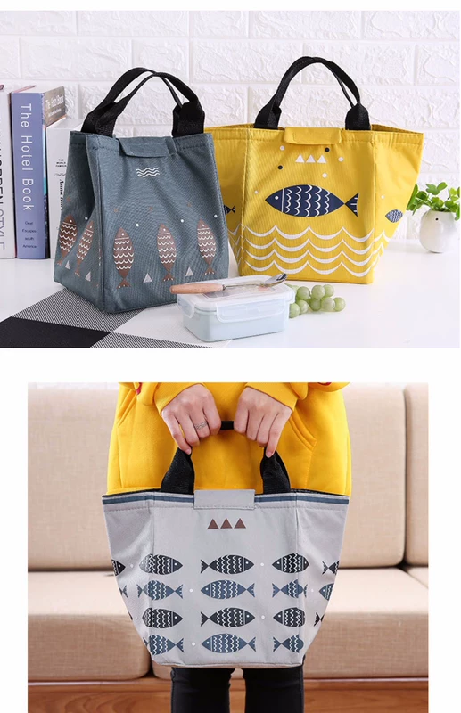 Còng tay túi vải nam có túi ăn trưa, hộp ăn trưa, túi tote, nhân viên văn phòng, công suất vuông nhỏ, bảo hiểm lớn - Hộp cơm điện sưởi ấm 	hộp cơm điện cầm tay	