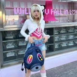 Джинсовый вместительный и большой рюкзак, мультяшный ранец для влюбленных для отдыха, коллекция 2023