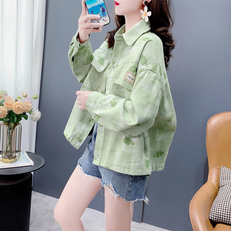 Tie-Dye Printed Short Denim Jacket for Women, 2026 Autumn New Style, Loose and Versatile Design, Petite Top Tie-Dye Printed Short Denim Jacket for Women, 2026 Autumn New Style, Loose and Versatile Design, Petite Top