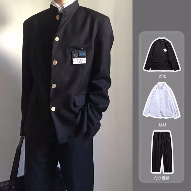 Dk Uniform Full Set Zhongshan Suit for Boys in Junior High and High School, Energetic College Uniform, Japanese Style Jk Suit Jacket, Suit Set