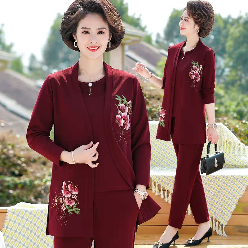 Mid-aged women's spring and autumn temperament suit Ocean Paik Mrs. Spring dress jacket Mom Fashion Long Sleeve Blouse Foreign Pie