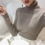 啦啦 Chic2018 秋冬 áo len cổ lọ màu cao đa năng áo khoác len cardigan nữ