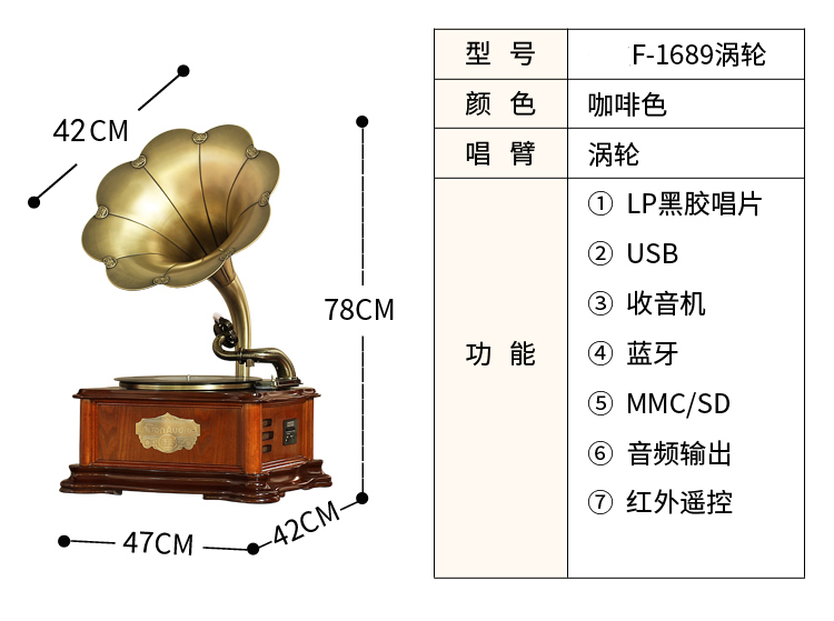 Máy ghi âm châu Âu retro ghi đĩa CD máy LP phòng khách mềm trang trí hoài cổ đài phát thanh cũ - Máy hát 	máy nghe nhạc đĩa than victrola