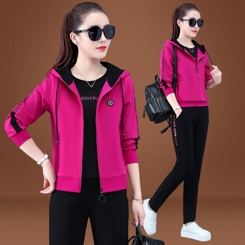 Jordano 361 fashion casual sportswear three pieces of female autumn new Han - edition sweater pure cotton - hood coat