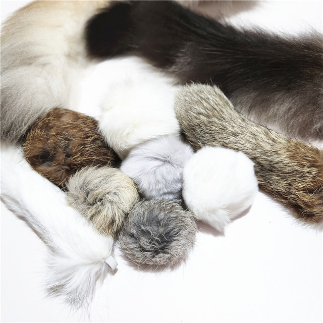 cat toy rabbit fur ball rabbit fur strip ທີ່ແທ້ຈິງ rabbit fur cat ball ແບບໂຕ້ຕອບ pet toy stick cat