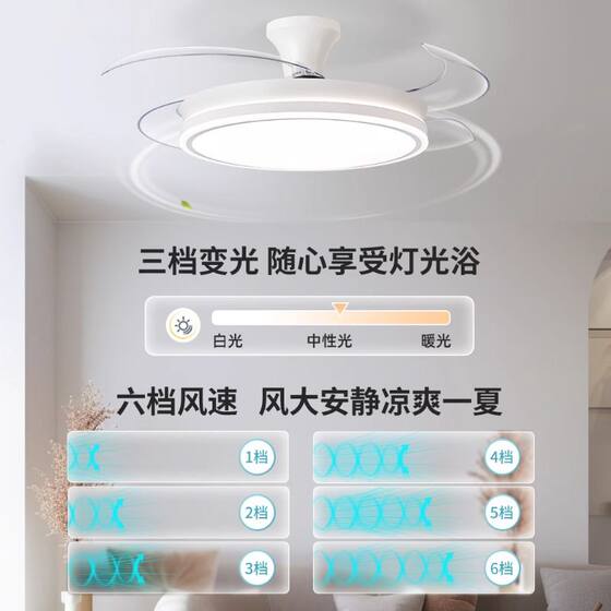 Invisible Integrated Fan Chandelier for Living Room and Dining Room, 2026 New Model, High-End Energy-Saving Inverter Fan Light