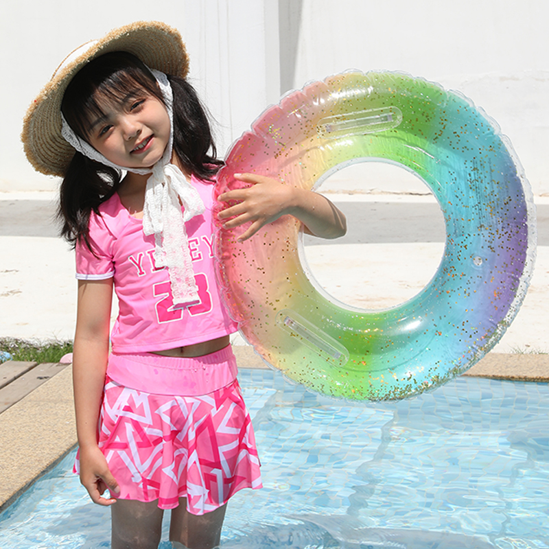 ins net red girl seaside holiday sequins neon armpit swimming ring children and children with handles thickened floating ring