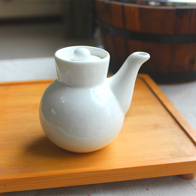 Ceramic Small Pot Pure White Sauce Pot Japan Style Mini Oil Pot Drum Oil Vinegar Jar Kitchen storage dining room Home 110ML