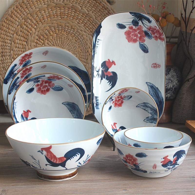 RMB49  Ceramic Pan Retro Bowl Mascot Auspicious Rooster Bowl tray Packaged noodles Bowl Soup Bowl porridge Bowl Snack Dish high temperature