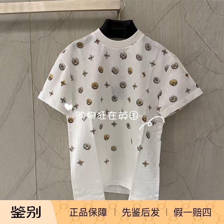 Louis Vuitton Lv Ss26 Men's Round Neck Screen-Printed Jacquard T-Shirt 1Ajrag