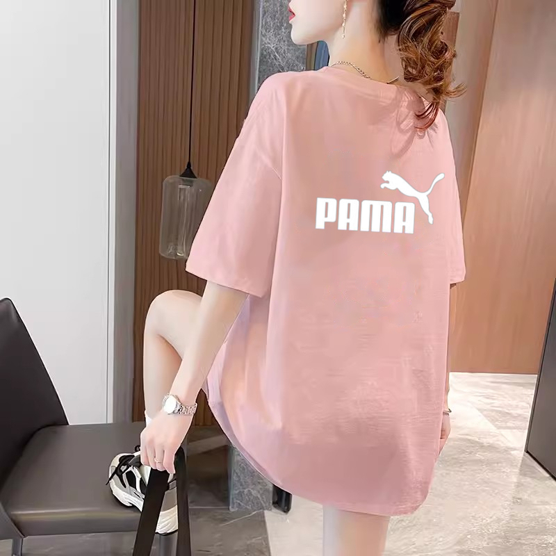 Brand Pink Pure Cotton Short-Sleeve T-Shirt for Petite Women, Summer Loose Fit Round Neck Base Layer Top