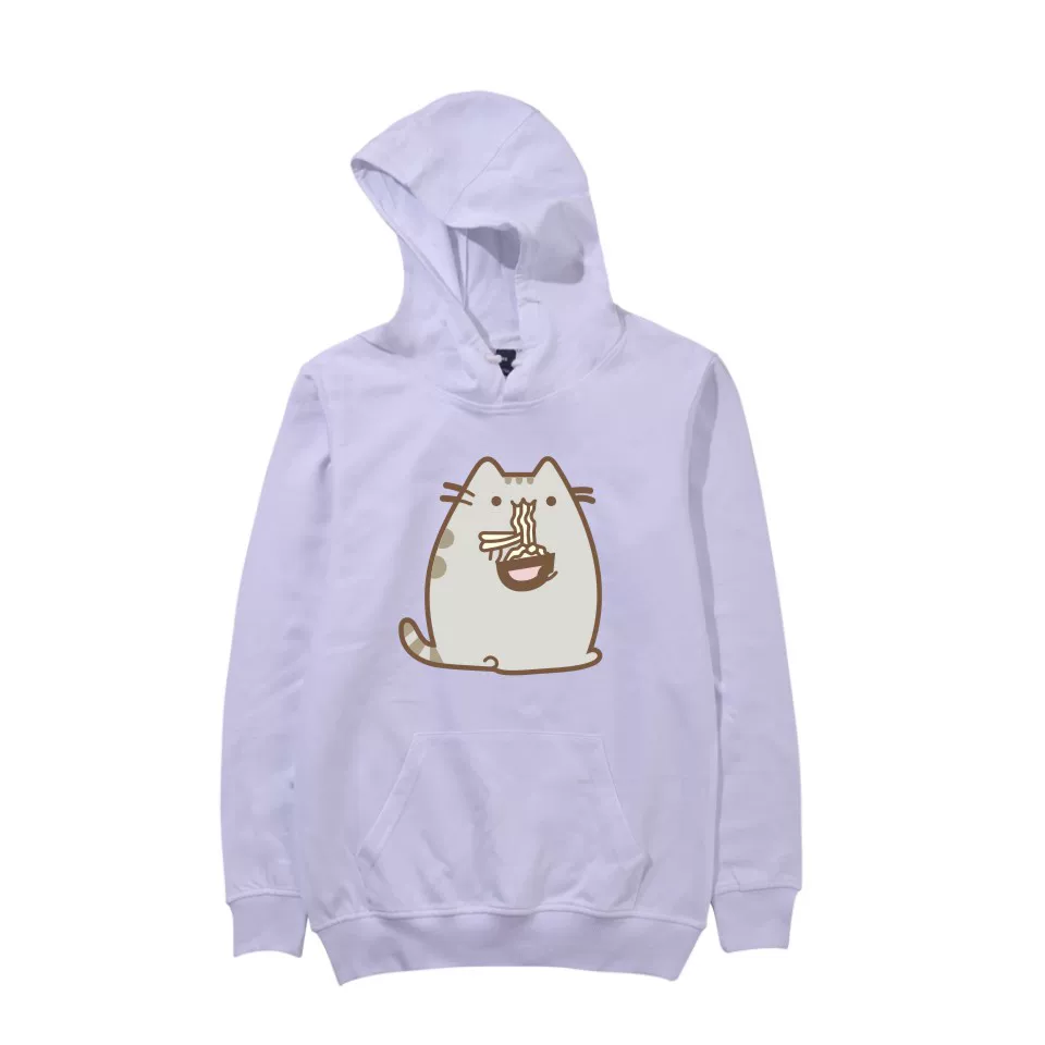Худи-пуловер унисекс, аниме 2D с принтом кота в стиле pusheen, на заказ, размеры XXS–4XL