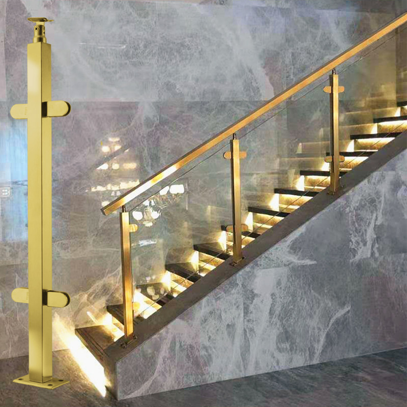 Staircase Armrest Indoor outdoor Balcony Railing U Trough Villa Light Lavish Fashion Guard Tempered Glass column 304