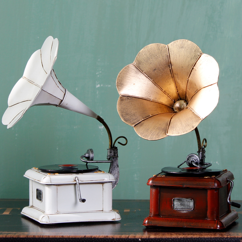 Vintage record player gramophone large vintage model bar decorations photography props display vinyl