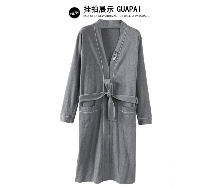 Áo ngủ nam áo choàng cotton mùa hè yukata kimono mùa xuân và mùa thu màu đỏ đám cưới dài phần mỏng đồ ngủ đồ ngủ nam hàn quốc