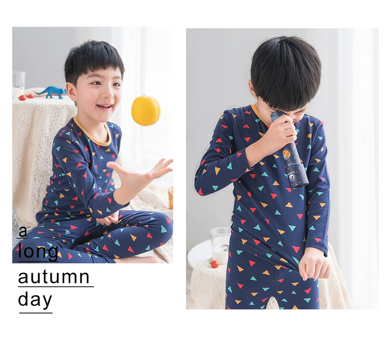 Top đồ lót dưa dưa nhiệt bé trai lớn nam thun cotton mềm mại top quần mùa thu đồ ngủ - Quần áo lót